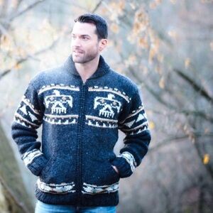 New Horizon Unisex Eagle Wool Cardigan S\M Excellent Pre-Owned Condition